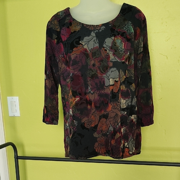 Peck & Peck Black, Grey And Raspberry Blouse with 3/4 Sleeves - Picture 1 of 5